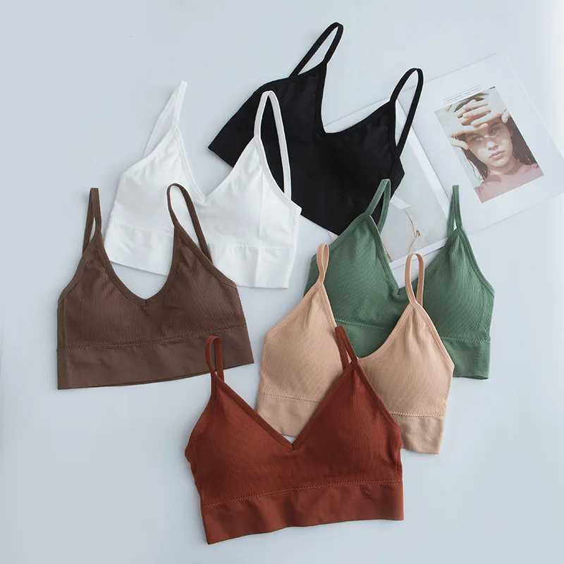 Girls Bra Fitness Top Seamless Stripe Yoga Bra Running Sports Gym Crop Top dent Fe Push Up Bra Top for Small Size CupX2410