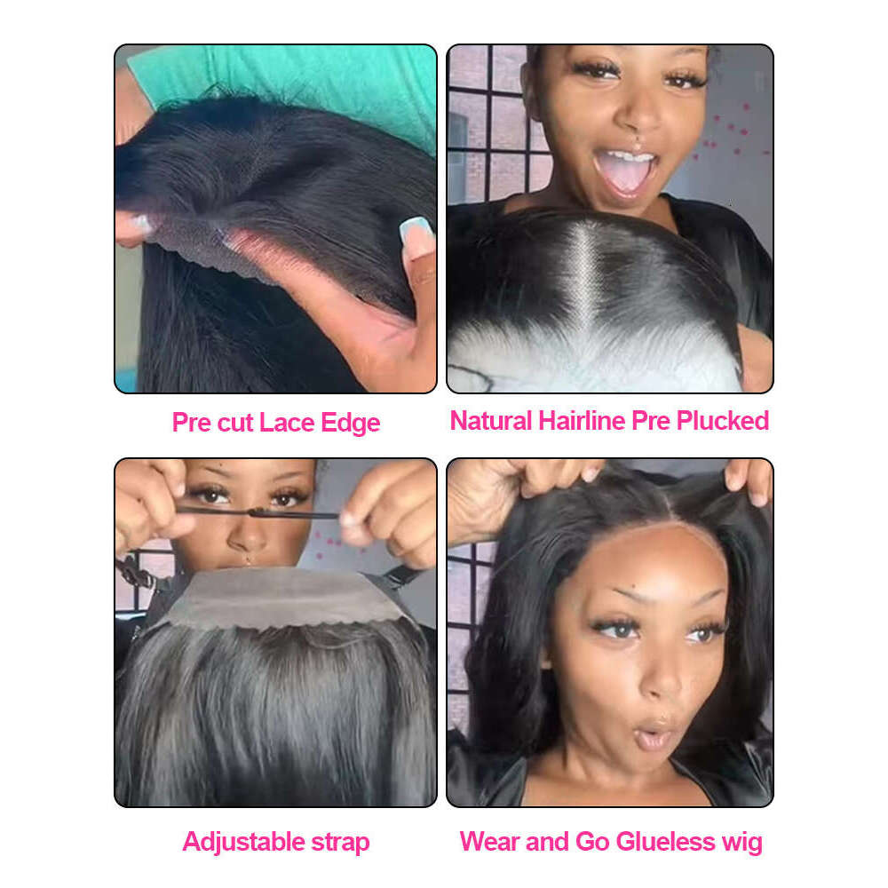 Bone Inch Straight Human Hair Wigs x HD Lace Frontal Wig Glueless Ready To Wear Peruvian Preplucked For Women