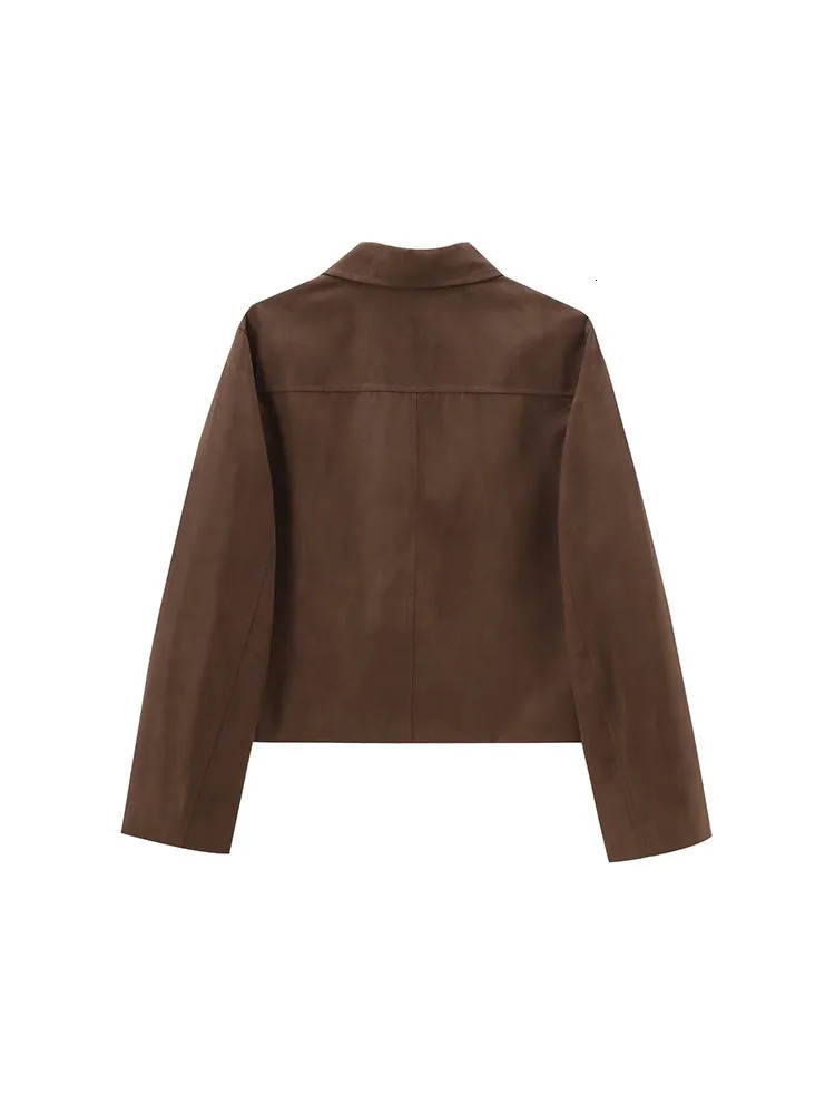 European and American style autumn womens clothing fully matches old brown suede short jacket 241023
