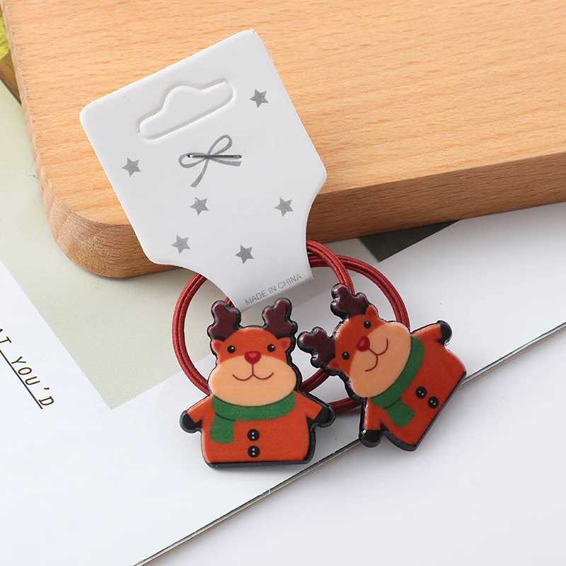 New 2Pcs Christmas Hair Bands Girls Elastic rubber band Hair Accessories Children Hairpins Cute Headwear Kids Scrunchies GiftX241022