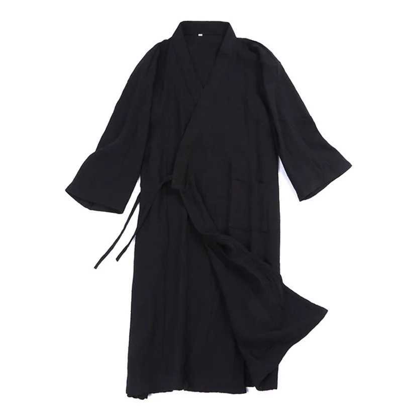 Traditional Chinese soft robe loose fitting womens or mens sleepwear kimono long bathroom cotton dress Spwear retro ethnic monk clothing W241023