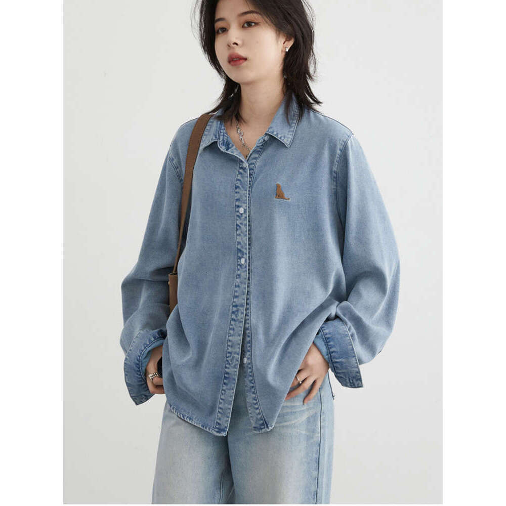 CHIC VEN Women Shirt Casual Single Breasted Long Sleeve Loose New Embroidered Denim Shirts Female Blouses Spring Summer 2024