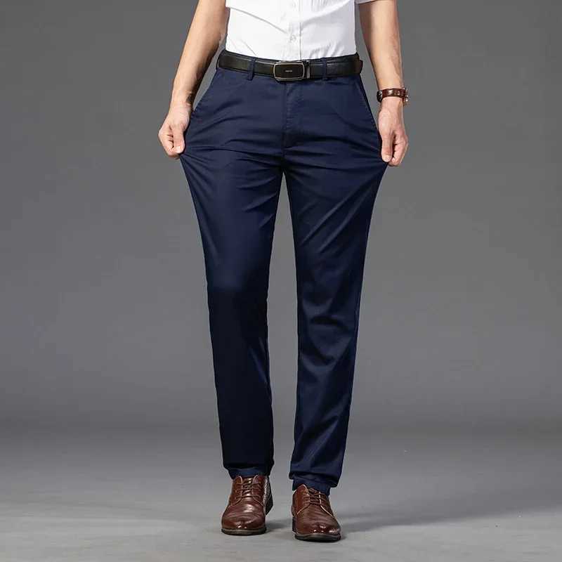 Big Size 29-42 Summer 2021 Wrinkle-Resistant Black Suit Pants Mens Clothing Baggy Double Pleated Classic Dress Pants TrousersX241023