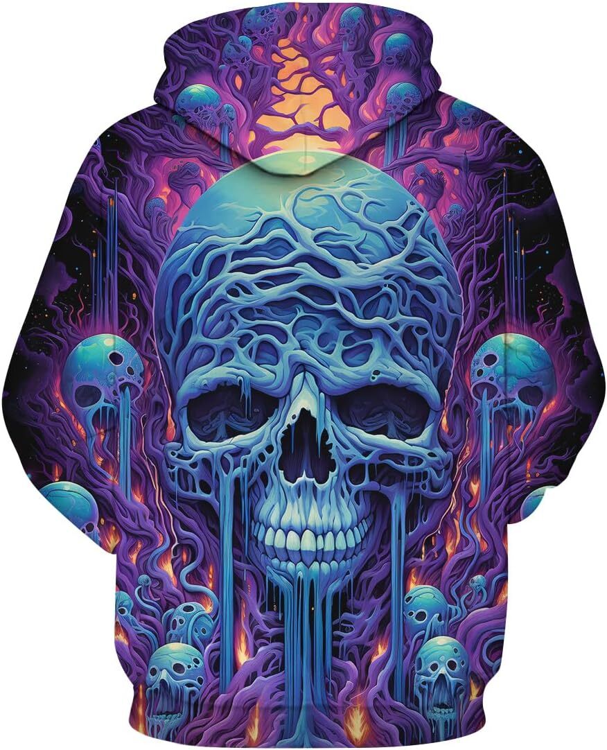 Hoodie for Mens Womens Mens Fantasy 3D Mushroom Skeleton Printing Hoodie Hoodies Mushroom Skull World Sweatshirts Pullover Graphic Hip hop Warmth