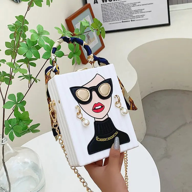 Woman Purses and Handbags Beauty Women Shoulder Bag Scraf Pearl Decorated Party Bag Funny Clutch Bag Crossbody Bag 241023