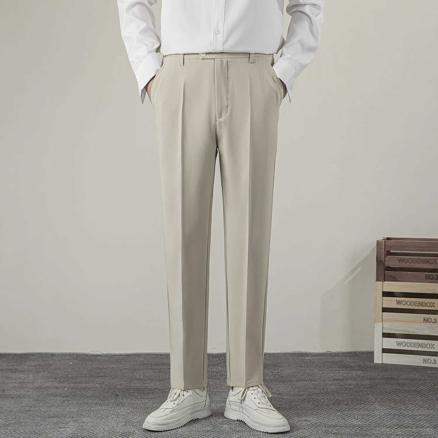 New Straight Men Pants Fashion Business Korean Loose Casual White Black Gray Wide-leg Trousers Blazer Suit PantsX241023