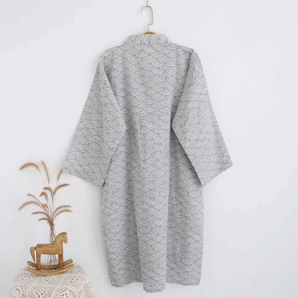 Mens Fashion Printed Kimono Robe Spwear Night Light Loose Medium length Bathroom W241023