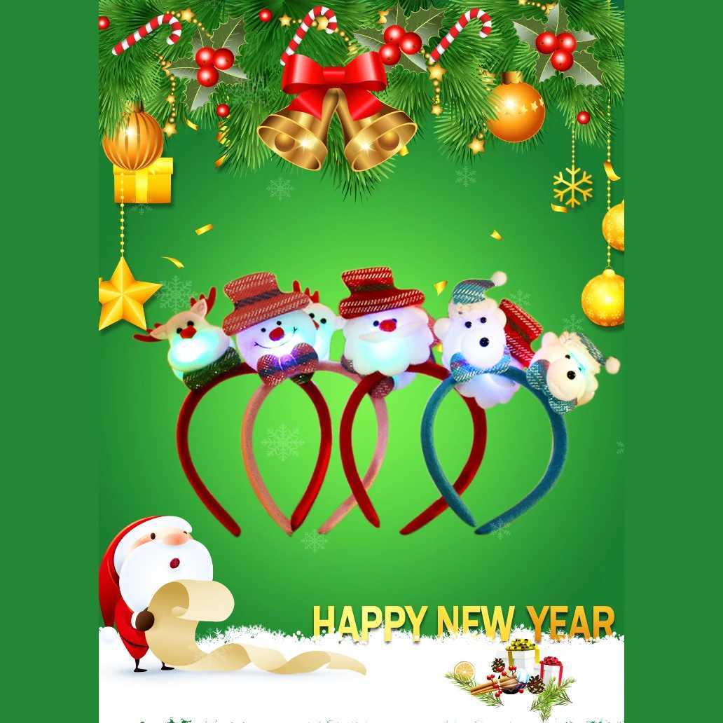 Christmas Headband Santa Claus Elk Antlers Reindeer Headband Cosplay Ears Led Glowing Ornaments Party Christmas Hair AccessoriesX241021