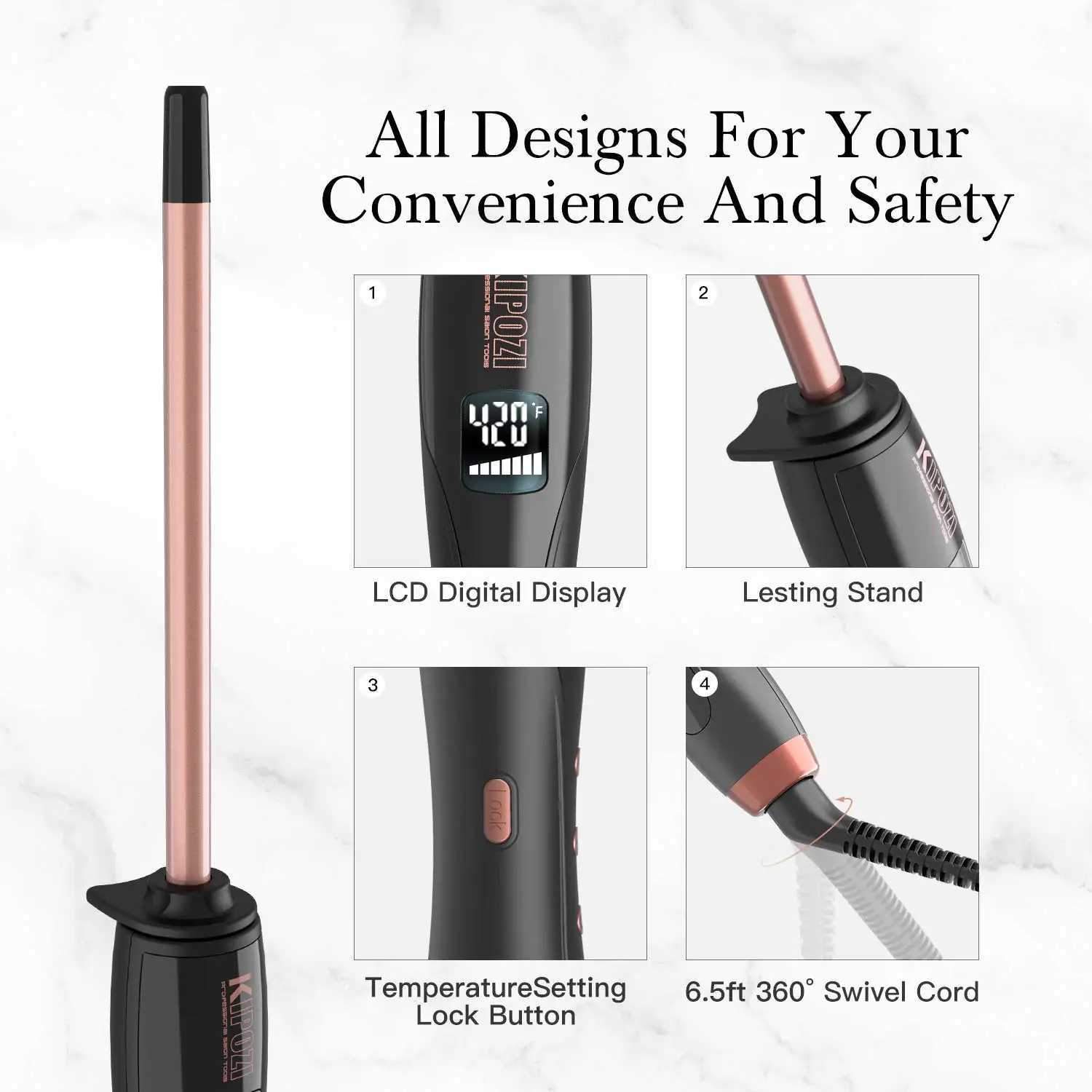 New Arrival KIPOZI thin curling iron 9mm small curling iron used for short and long hair ceramic bucket curling iron beauty hairstyles Z241022