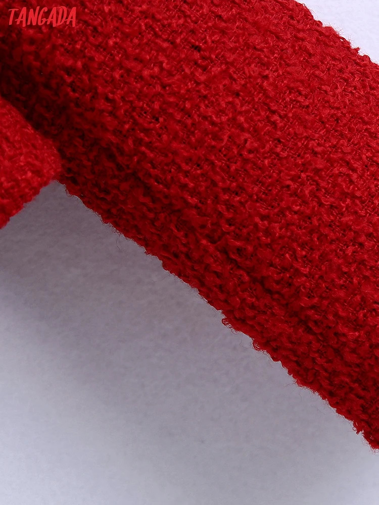 Series Womens Retro Red Coarse Hemp Sweatshirt Womens Long Sleeve Elegant Jacket Womens Crop Sweatshirt Womens Coat 241023