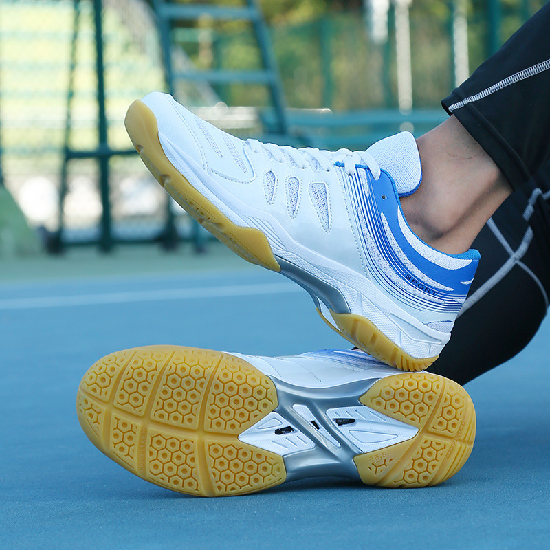 Badminton for men, breathable mesh, men's and women's cowhide sole, anti slip training shoes, couple's sports tennis shoes