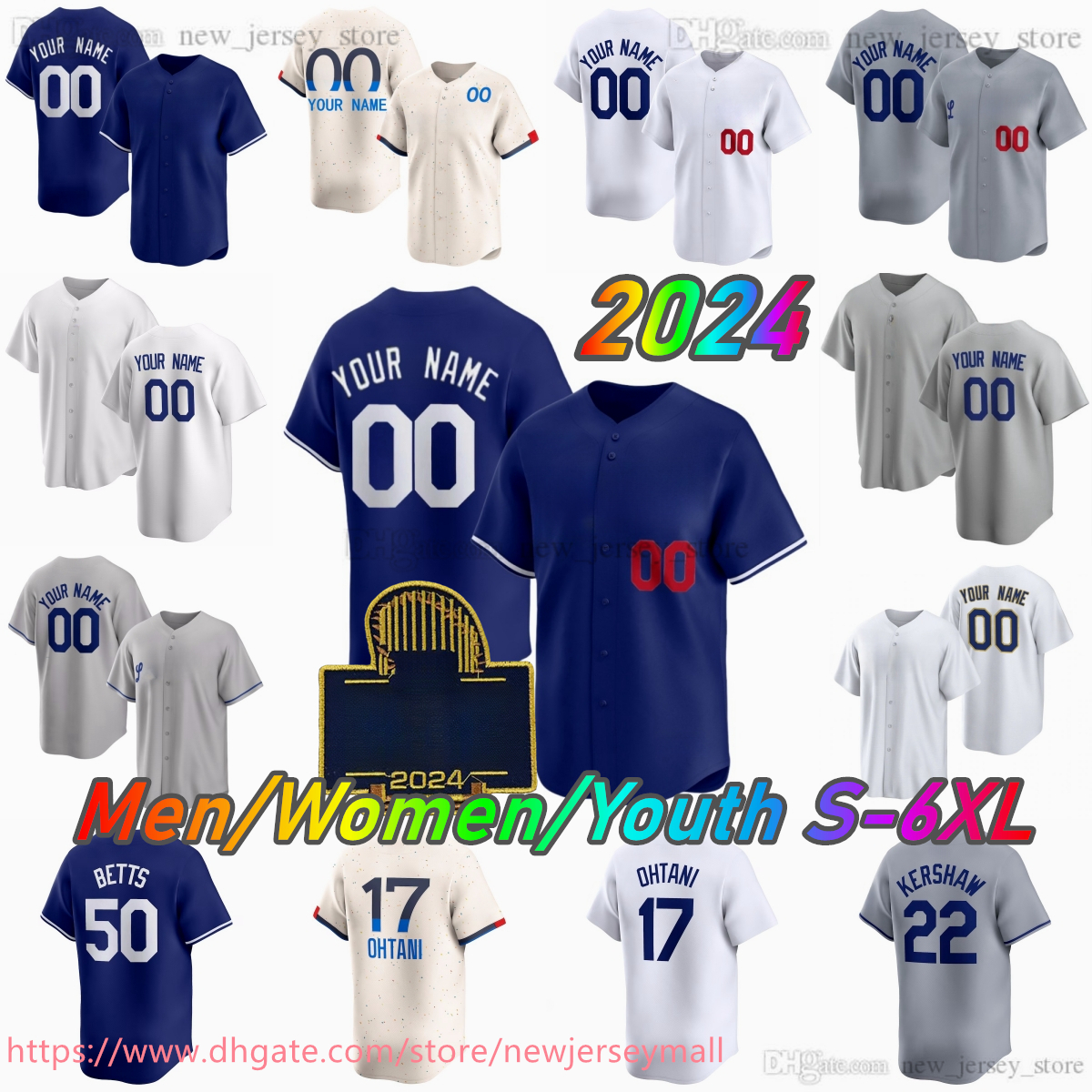Custom 2024WorldSeries 17 Shohei Ohtani Baseball Jersey 50 Mookie Betts Freddie Freeman Clayton Kershaw Yoshinobu Yamamoto Chris Taylor Tommy Edman All Stitched