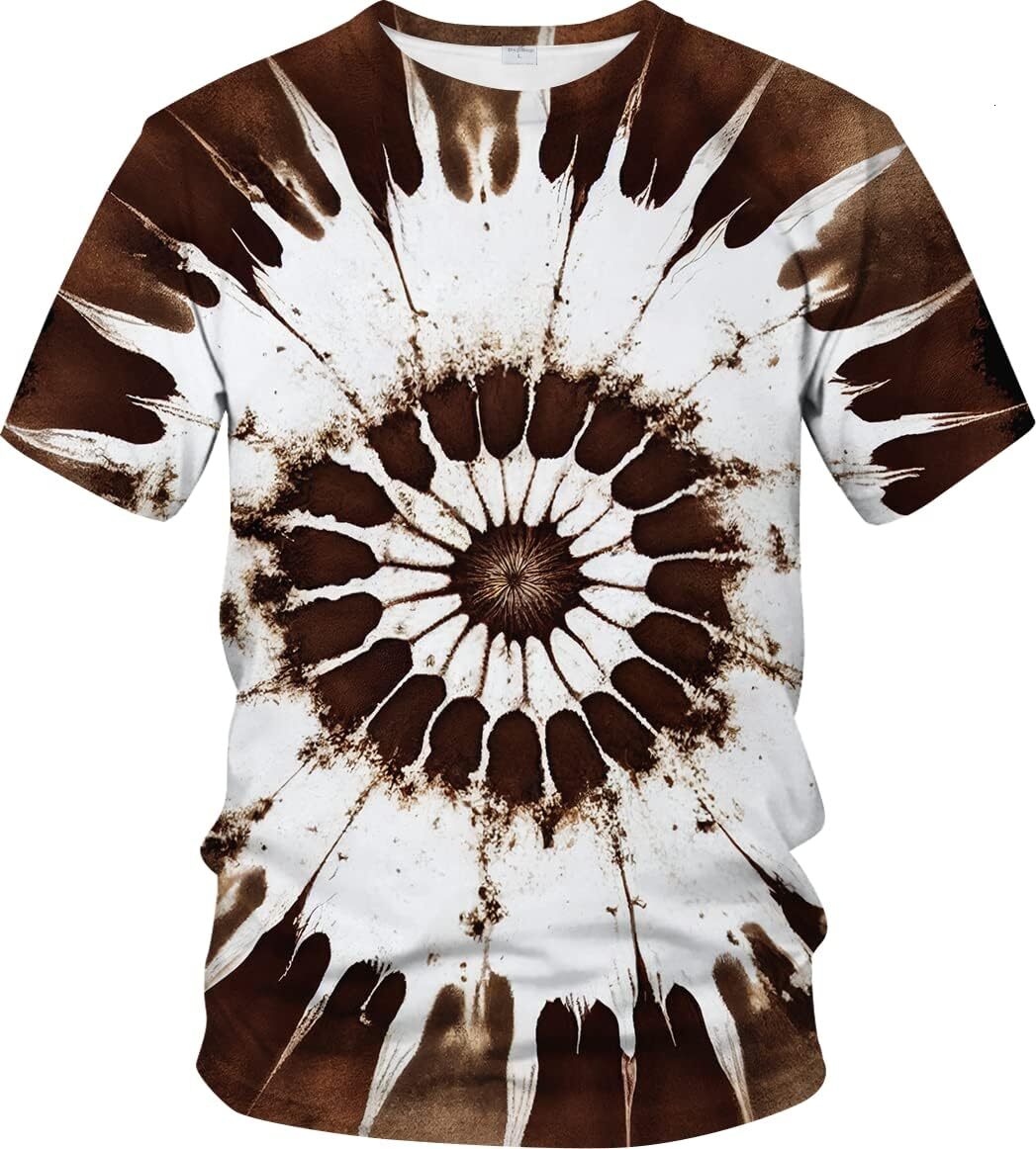 Mens T shirt Mysterious Rainforest Tie-Dye Algae Vortex Loral Print Short Puff Sleeve T-Shirts Natural Magic Tee Top tee Casual tops summer clothes br