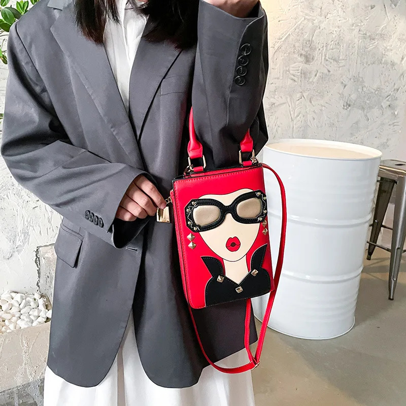 Sexy Womens Fashion Small Cross Bag Womens Shoulder Chain Bag Pures and Handbag Pu Leather Clutch Character Bag 241023