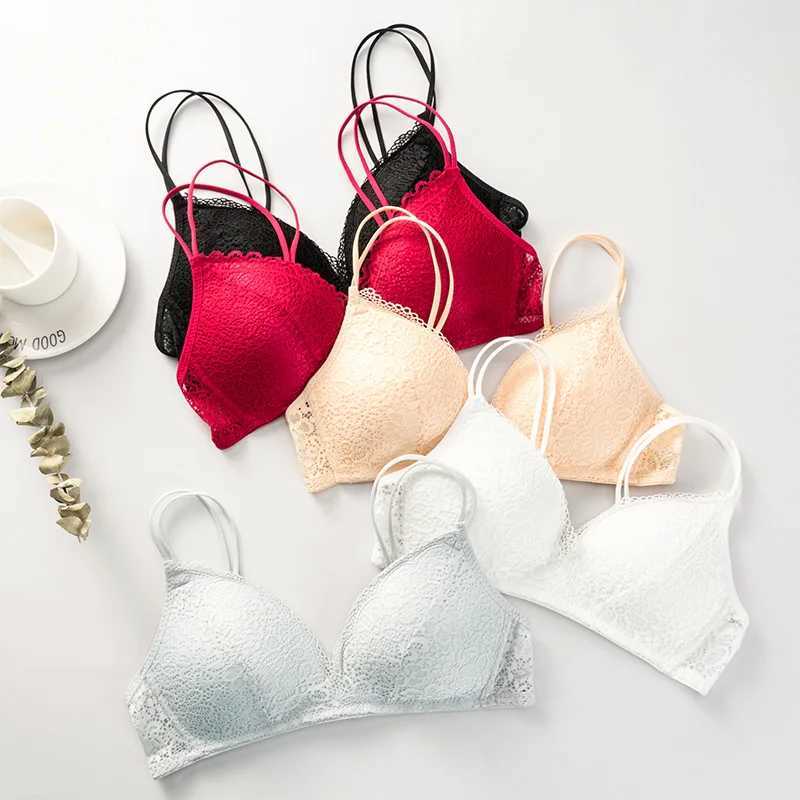 Women Bra Sexy Lace Bralette Floral Wireless Bra Fe Underwear A B Cup Lingerie Soft Solid Color Fashion BrassiereX2410