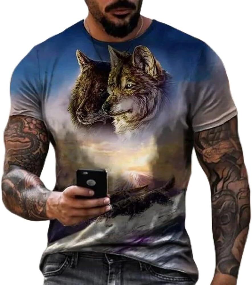 Mens T shirt Men Cool Animal T-Shirt Wolf 3D Printed T Shirt Men Women Short Sleeve T-Shirt tee Casual tops summer clothes nice