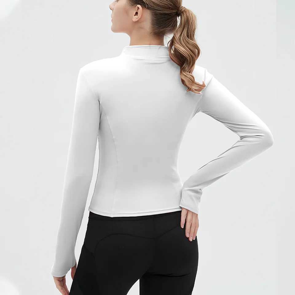 SUOTF long sleeved yoga shirt womens zipper fitness yoga shirt winter warm gym top active running jacket yoga shirt womenXJ250410