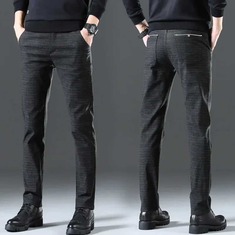 Fashion Men Comfort Casual Business Formal Stretch Skinny Straight Suit Pants Solid Color Slim Fit Man Pencil TrousersX241023