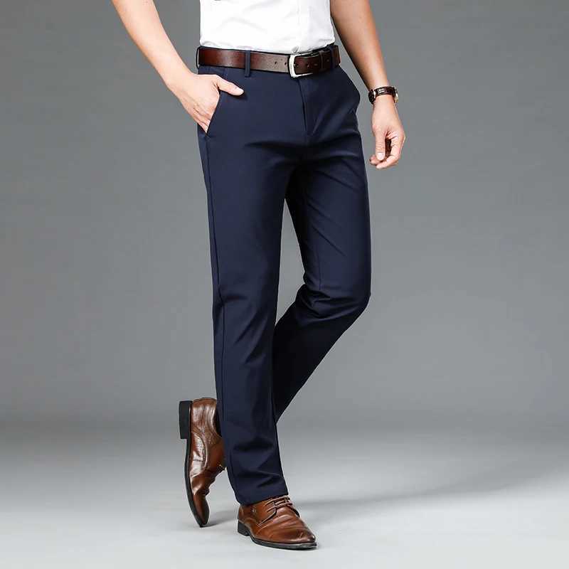 New Autumn Smart Casual Suit Pants Men Stretch Straight Black Khaki Trousers Mens Formal Office Solid Color Suit Pants Man 29-40X241023