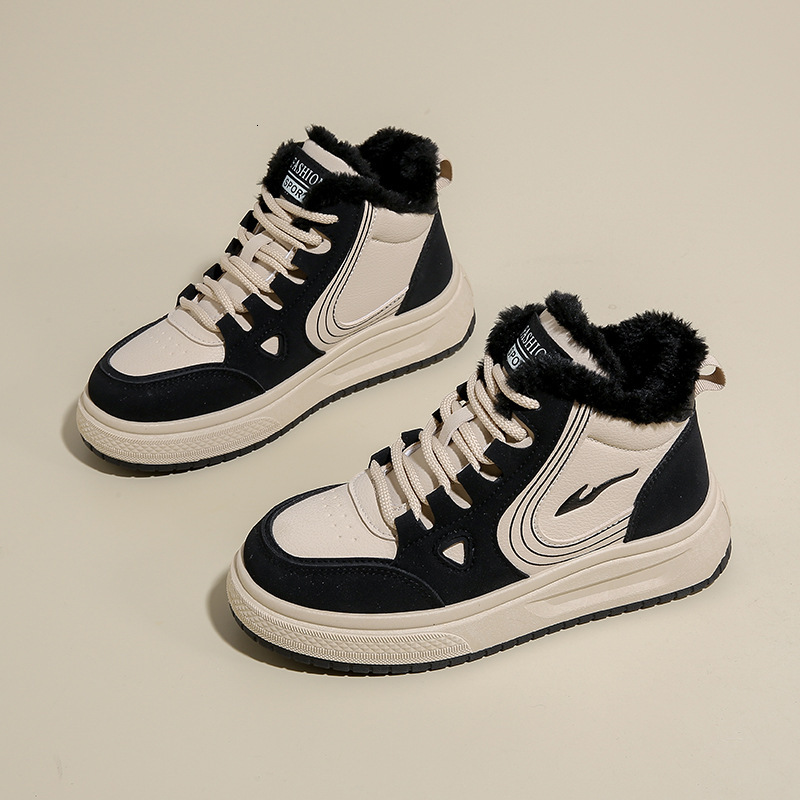version thick soled high top women's winter with plush versatile student casual sports cotton shoes