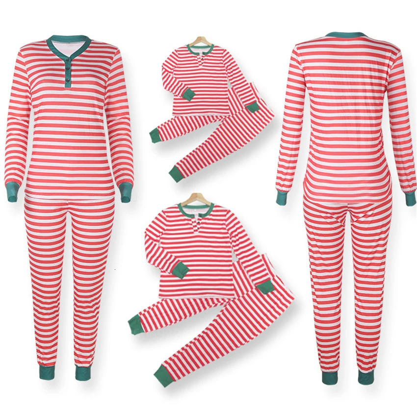 Christmas Family Matching Set Adult Children Baby Christmas Mom and Me Party Pajama Set Fashion Stripe Printed Couple Clothing 241022