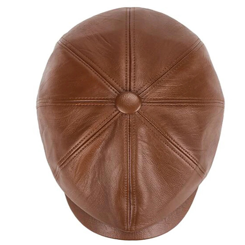 2024 Autumn and Winter Leather Octagonal Hat Womens British Style Retro Casual Beret Cute Fashion Versatile 241010