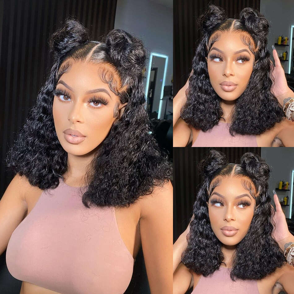 Wear Go HD Glueless Short Bob Water Wave Lace Front Hair For Women Preplucked Human Wigs
