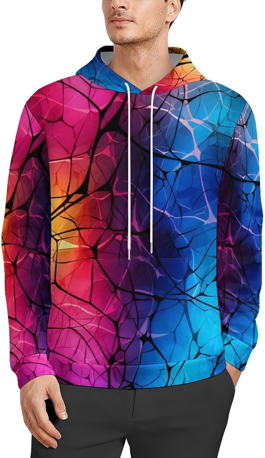 Hoodie for Mens Womens Unisex Vintage Coloful Smoke Pattern Hooded Sweatshirts Pullover Tie-Dye Smoking Cool Graphic Hoody Hoodie Graphic Trendy Warmt