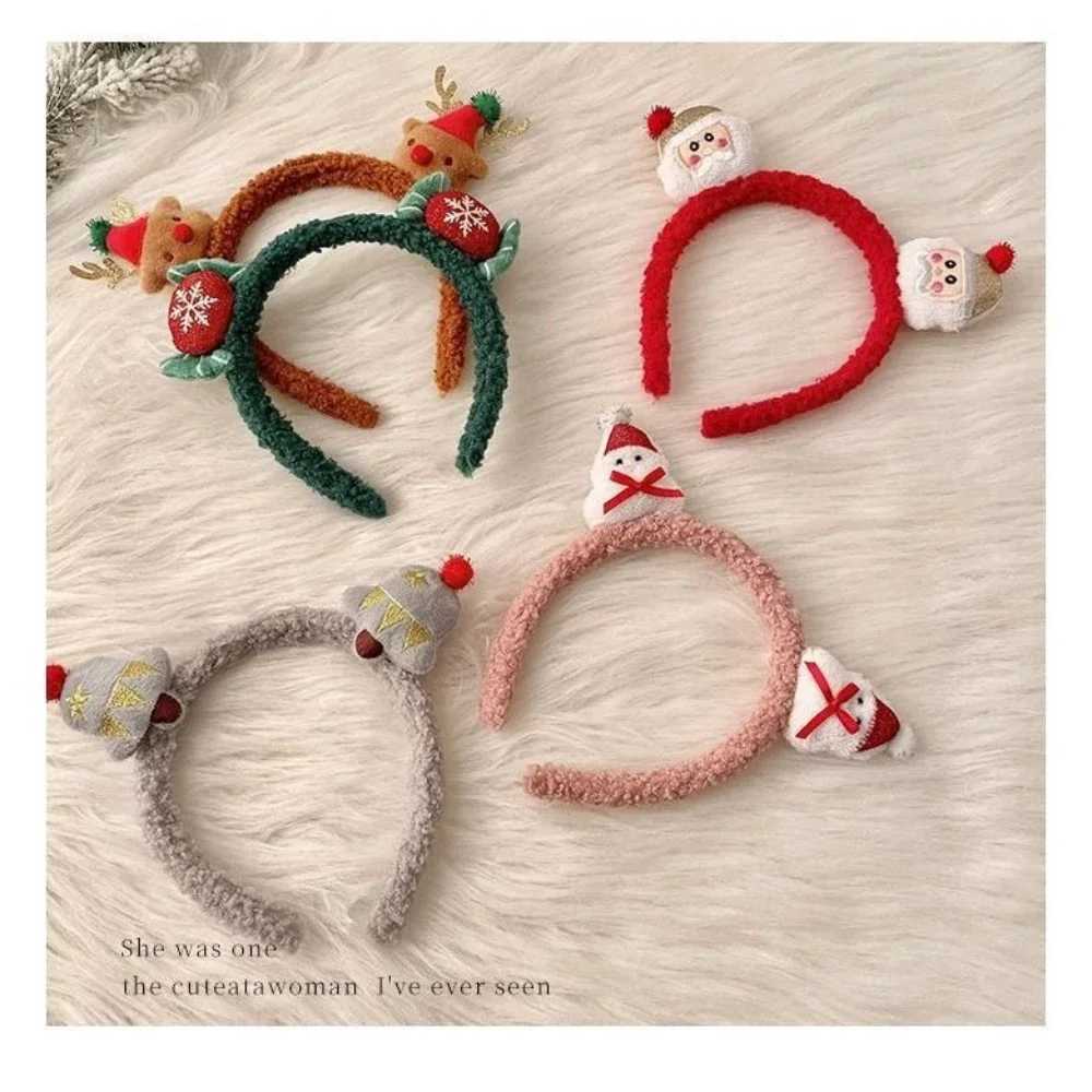 2PCS Christmas Headbands XMAS Hairband Deer Antlers Headpiece Santa Claus Hair Accessories for GirlsChristmas Decor HeadbandsX241022