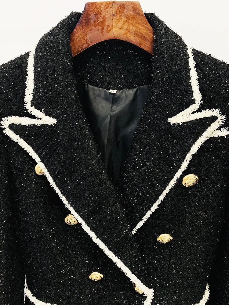 HIGH STREET est Fashion er Jacket Womens Slim fit Lion Button Contrast Color Ruffle Coarse Floral Jacket 241023