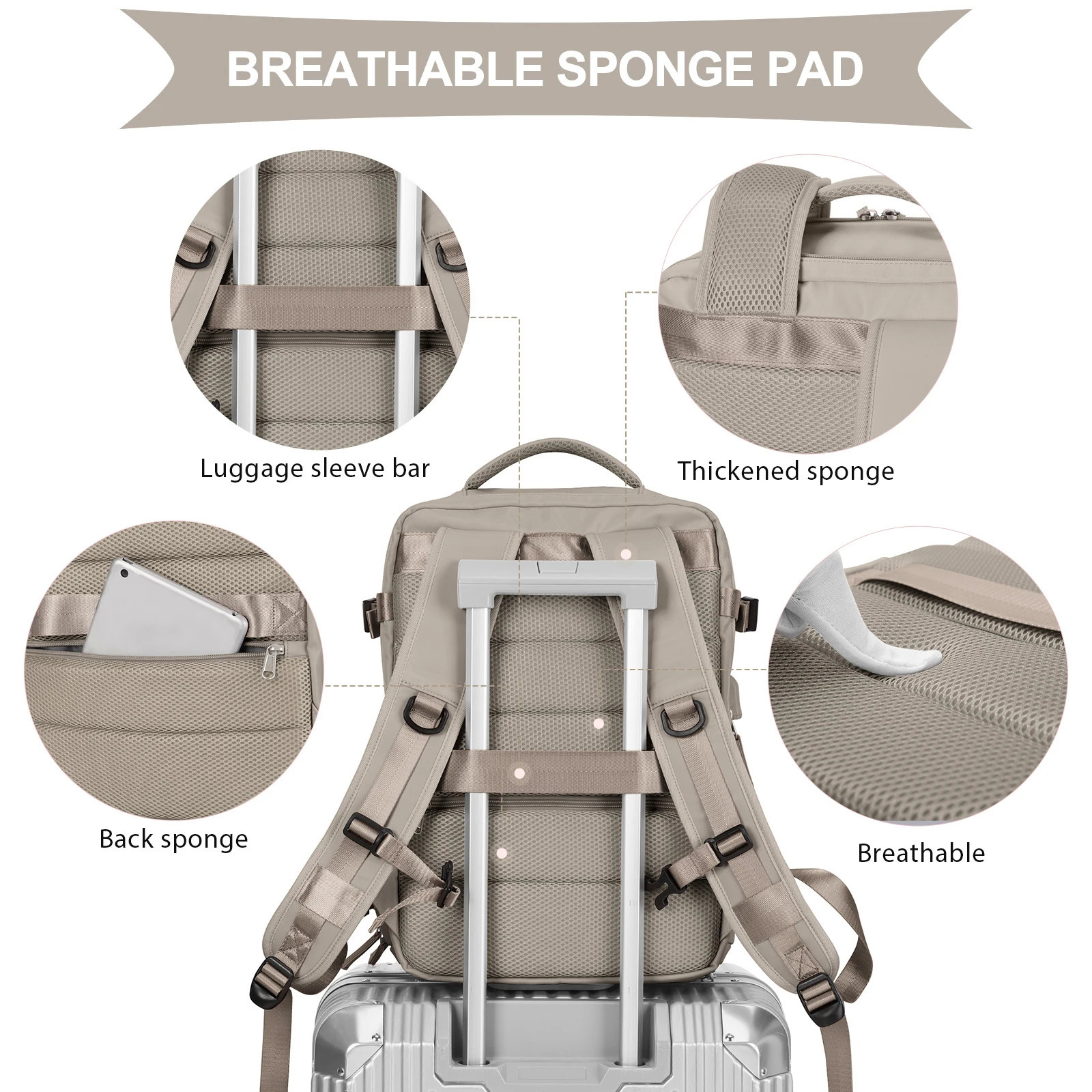 Mens travel backpack 40L approved carry on luggage anti-theft business laptop large daily bag weekend bag 241023