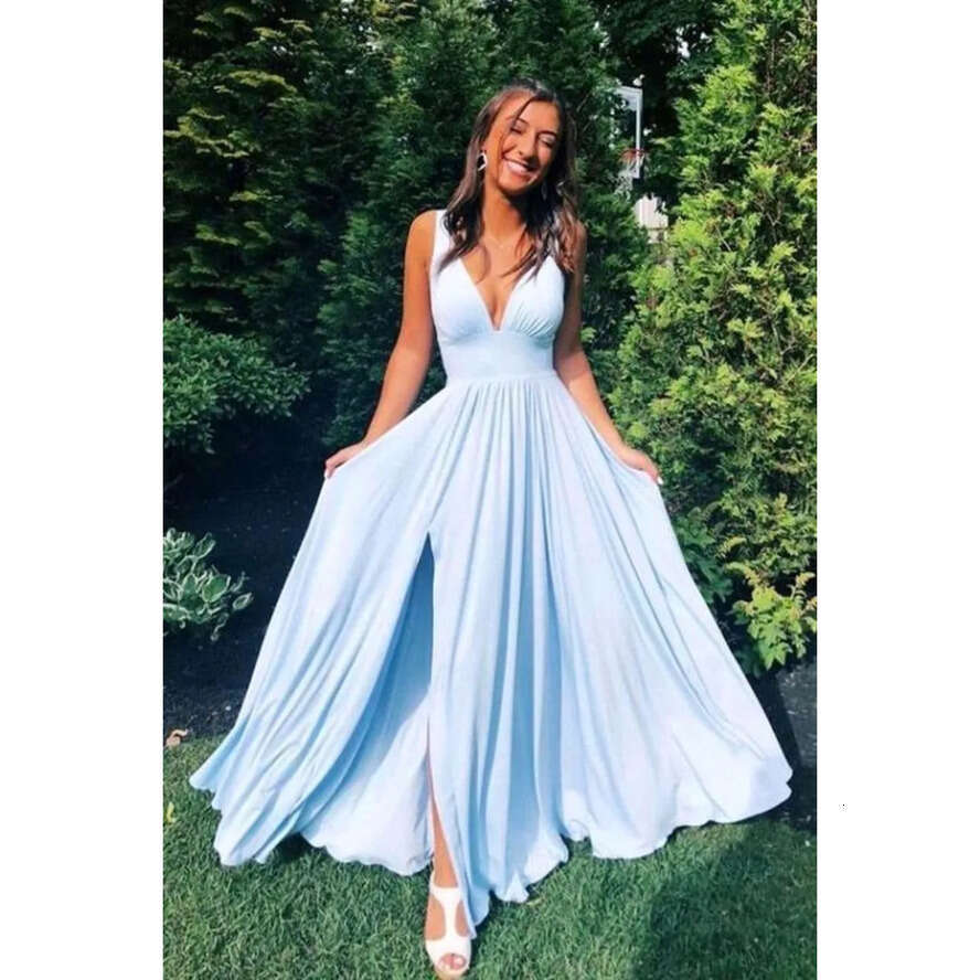 Dresses 2024 Sexy Bridesmaid V Neck Split Long Summer Beach Garden Wedding Guest Maid Of Honor Gowns Plus Size Women Evening Prom Wears Bm3215