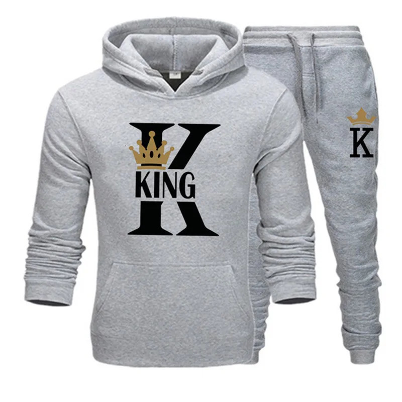 Autumn/Winter Mens and Womens Sweater Set King Queen Loose Hoodie Printed Couple Set 241023