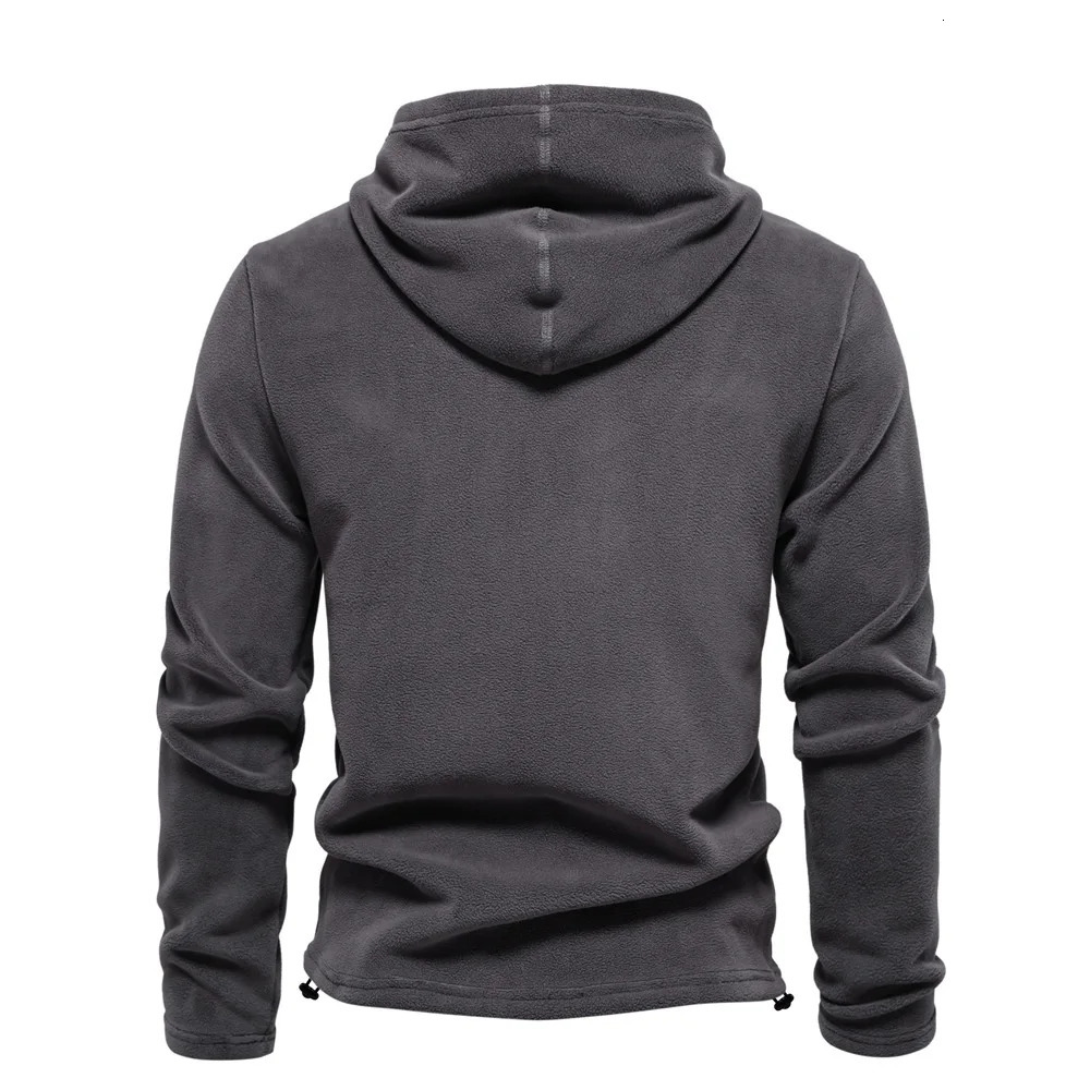 mens winter solid wool hooded sweatshirt high-quality warm and casual drawstring hat sports shirt soft shell mens hooded sweatshirt 241023