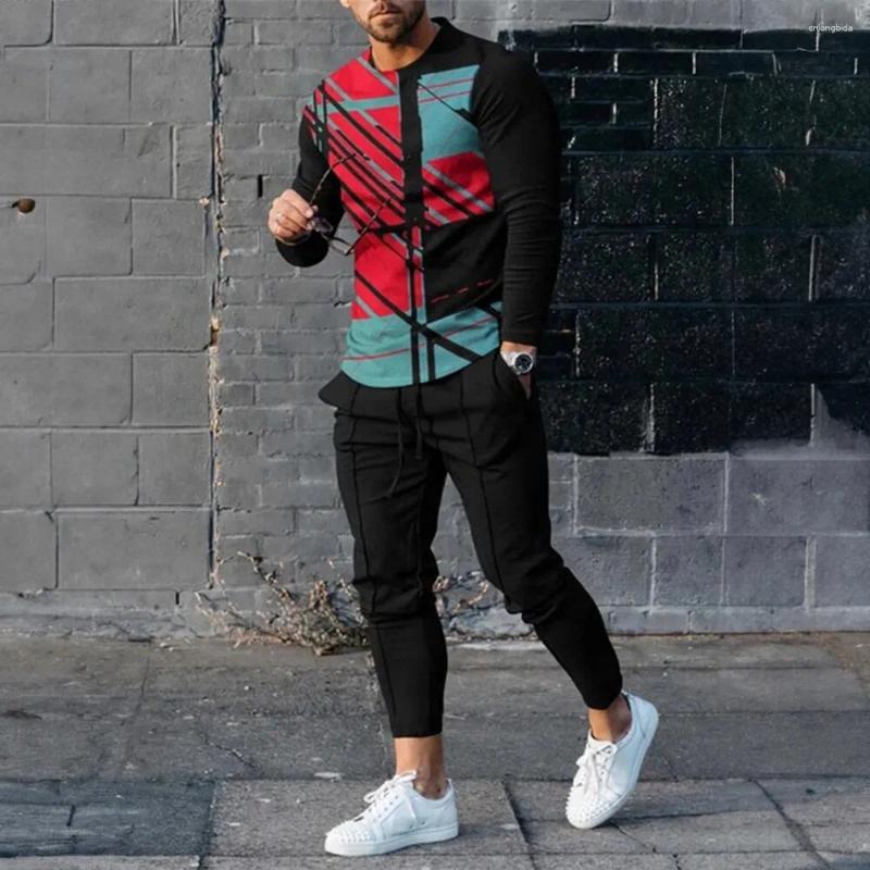 Men's Tracksuits 2024 Autumn Tracksuit Long Sleeve T Shirt Sweatpants Suit Men Streetwear Vintage Sweatshirt Oversized Clothing 2 Piece Sets