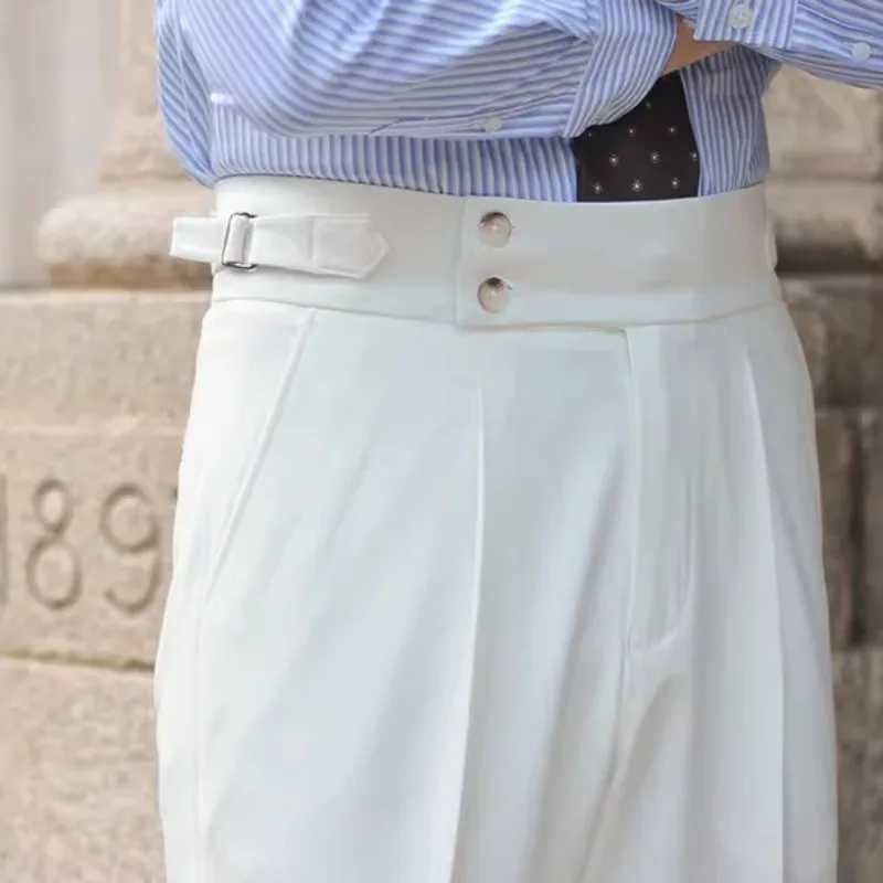 Mens Summer Pants Business Social Tailoring White High Waist New in Male Suit Trousers Korean Style Clothes Designer Up LuxuryXJ241023