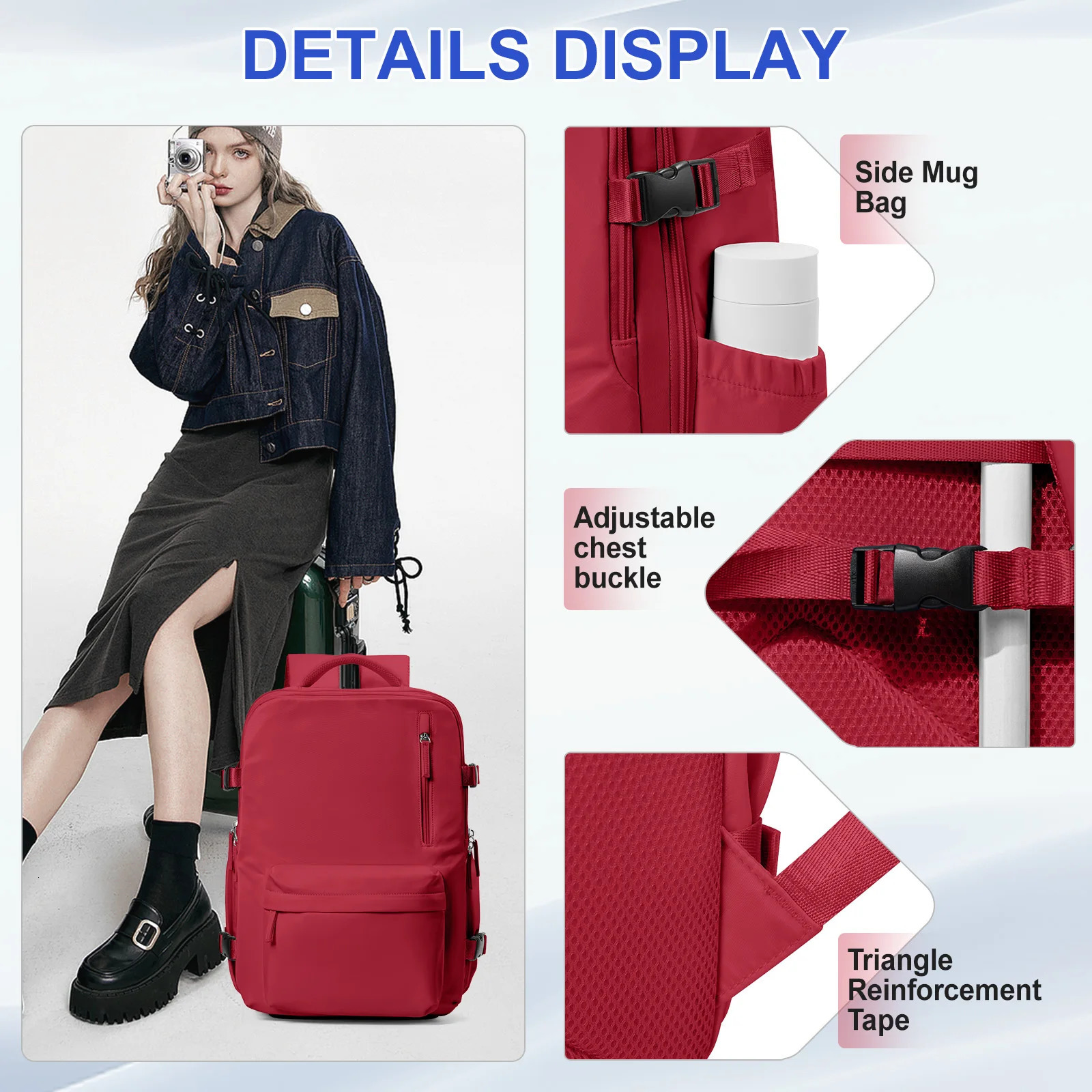 Airplane travel backpack cabin bag Easyjet 45x36x20 large capacity shoulder bag multifunctional backpack mummy laptop backpack 241023