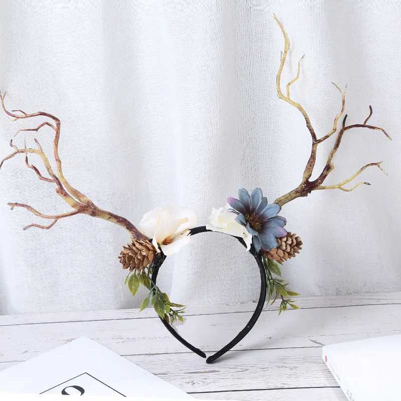 Gothic Antlers Deer Horn Christmas Headbands Cosplay Head Dress Christmas Costume Xmas Decoration Reindeer Ornaments Photo PropsX241022