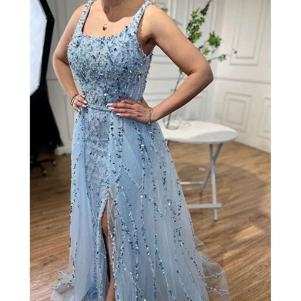 Serene Hill Red Beaded Split Evening Dresses Dubai Mermaid Elegant Sleeveless 2024 For Woman Party