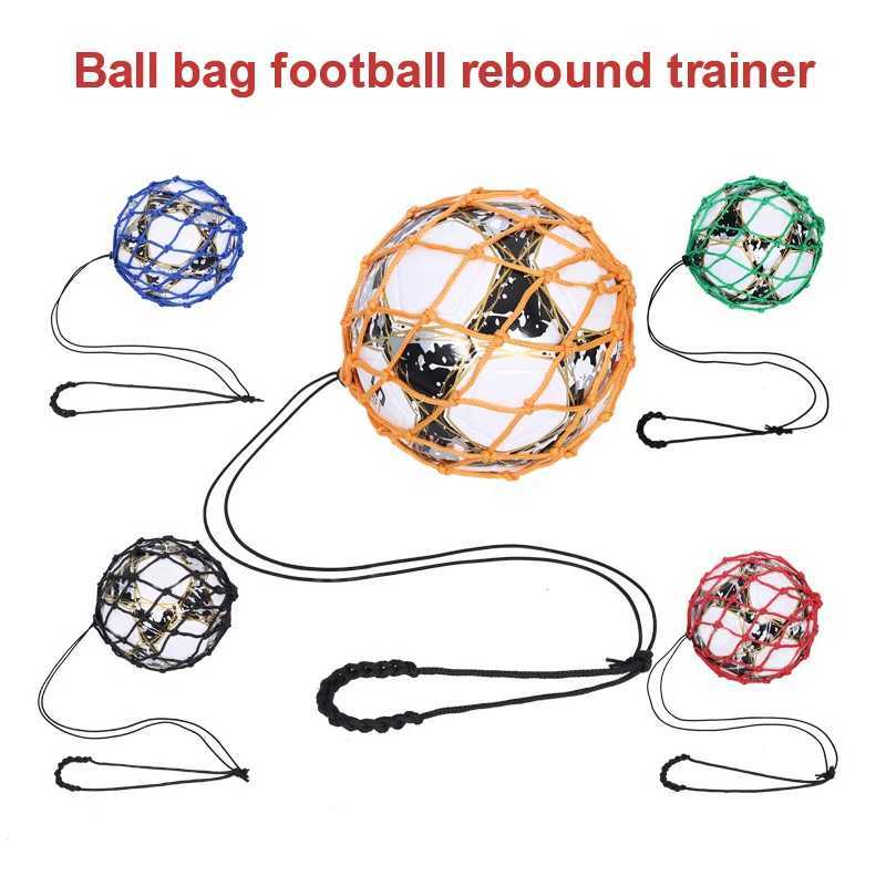 1Pc Youth Football Self Trainer Kick Net Pocket Profional Outdoor Sport Nylon Bag Basketball Soccer Ball Bag Mesh Carry BagXJ241023