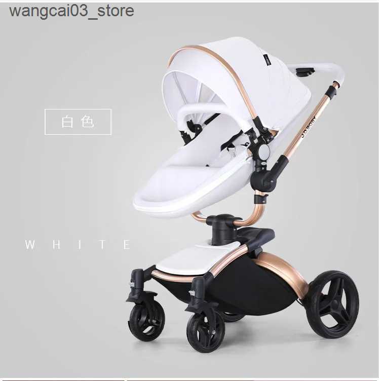 Strollers# Luxury Baby Stroller 3 in 1PU LeatherCarriageHigh Landscape Strolle FoldingStrollersEggshell NewbornBaby pramKinderwagen L240910