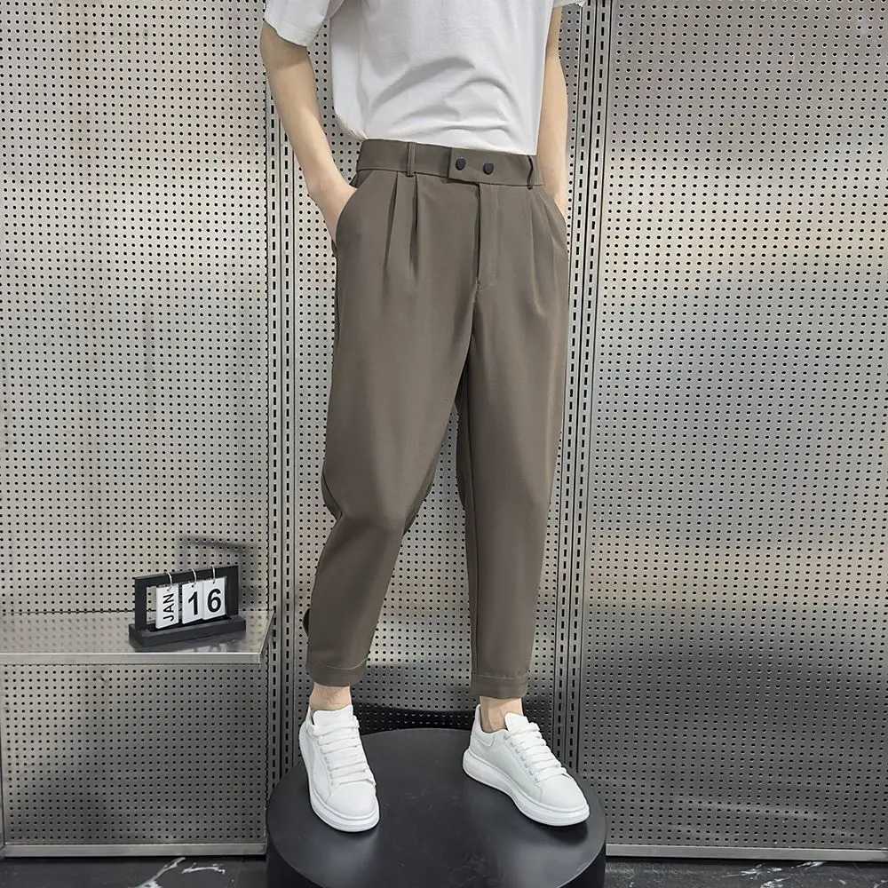 Baggy Pleated Man Suits Pants Harlan Gray Summer 2024 Korean Style Clothes Trousers for Men New in Work Wear Classic Slacks FineX241023