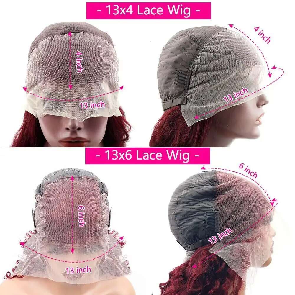 200% Body Wave Bury 99J Front 13x4 13x6 HD Lace Frontal Human Hair Pre Plucked 99j Red Colored Wig