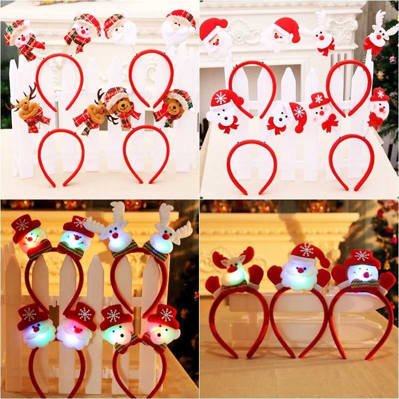 Christmas Headband Santa Claus Elk Antlers Reindeer Headband Cosplay Ears Led Glowing Ornaments Party Christmas Hair AccessoriesX241021
