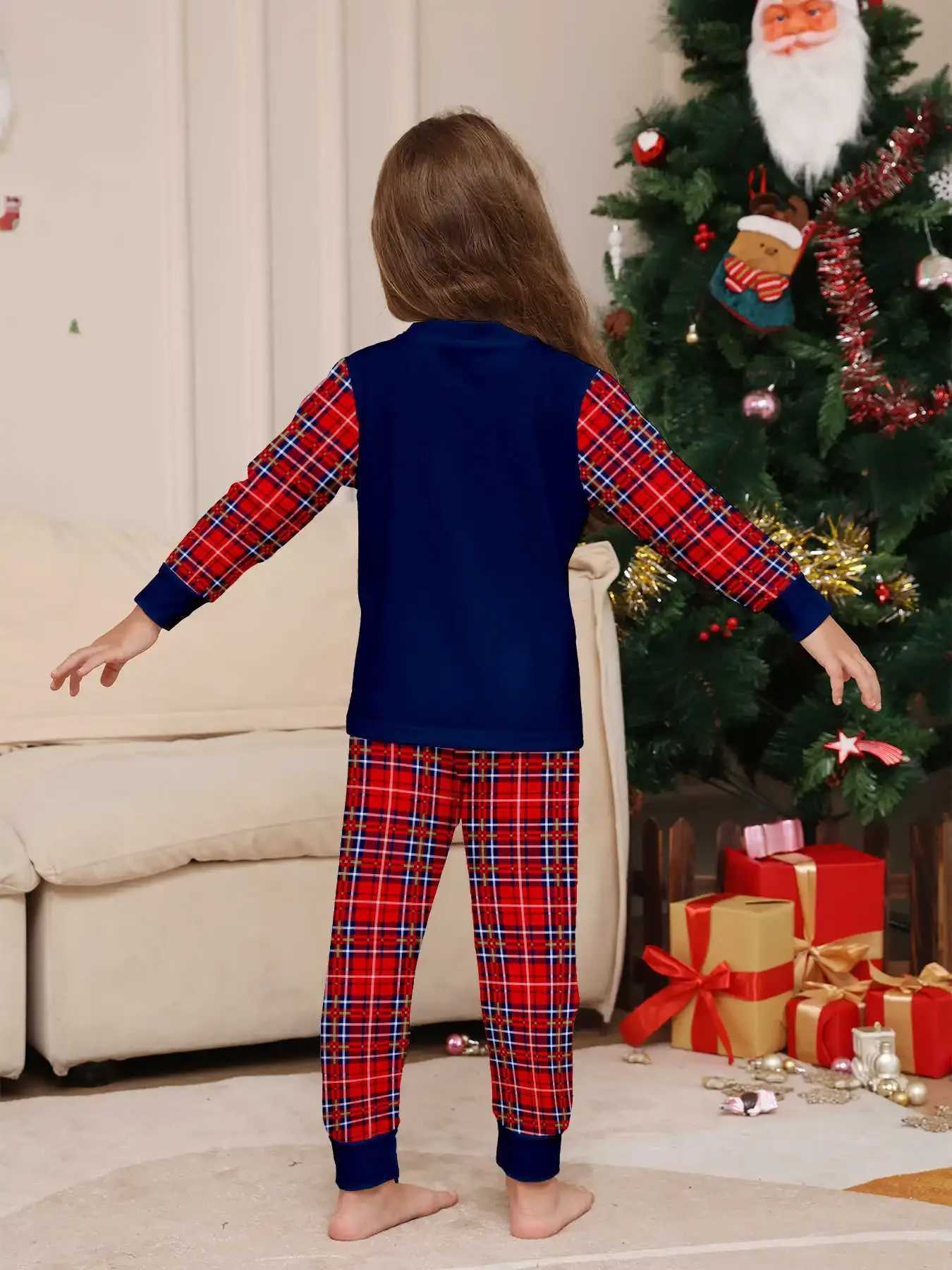 Winter 2024 Plaid Print Parent-child Matching Outfits Cute Loose Family Christmas Pajamas Set Baby Dog Romper Xmas Look PyjamasXJ241008