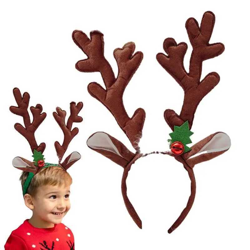 Christmas Elk Antlers Headband Bell Antler Hair Accessories Reindeer Antlers Ears Head Hoop Christmas New Year Decoration 2024X241021