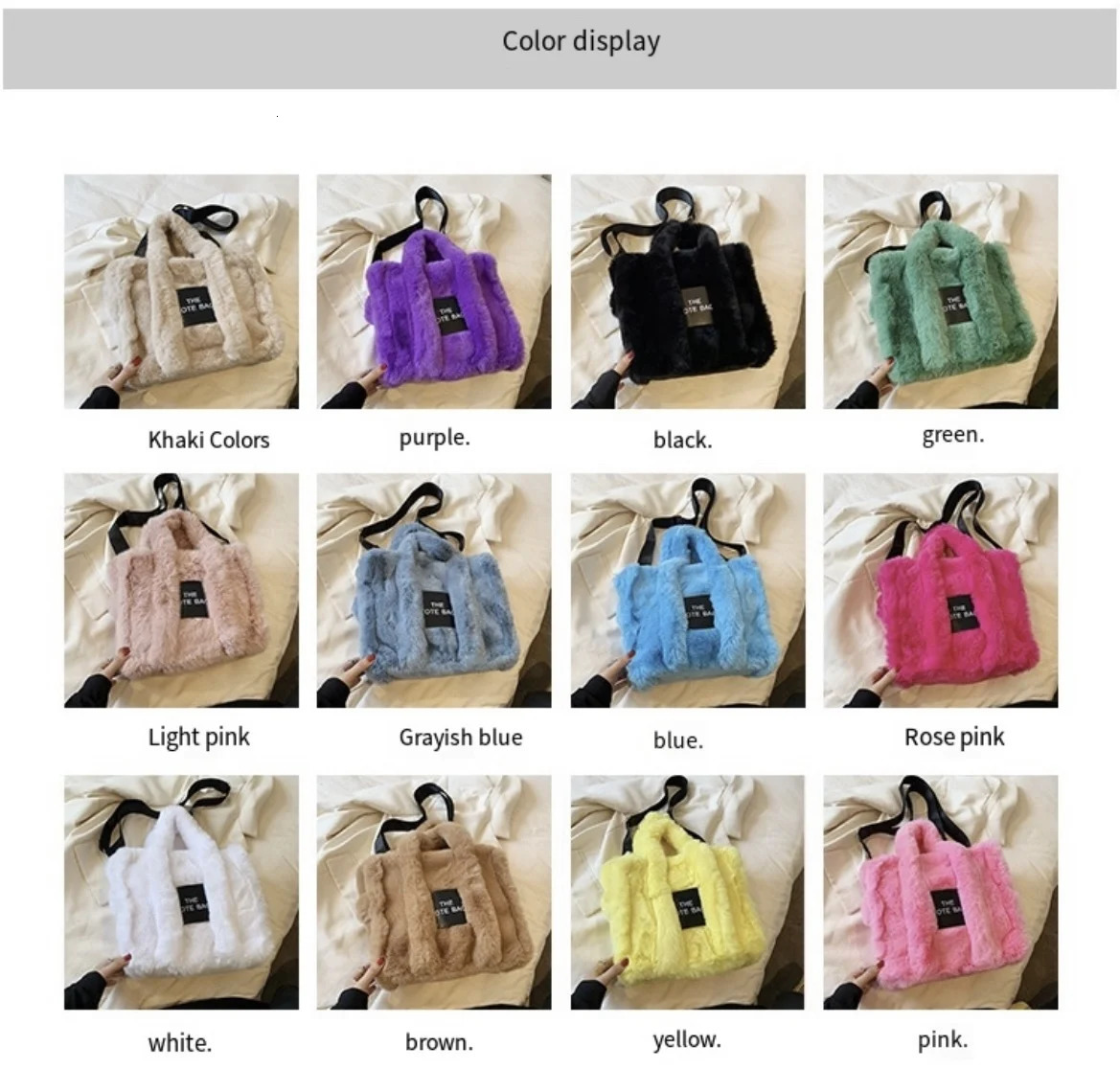 JIAERDi Casual Fur Tote Bag For Women Handbag Autumn Winter Plush Messenger Haruku Aesthetic Shopper Female 241017