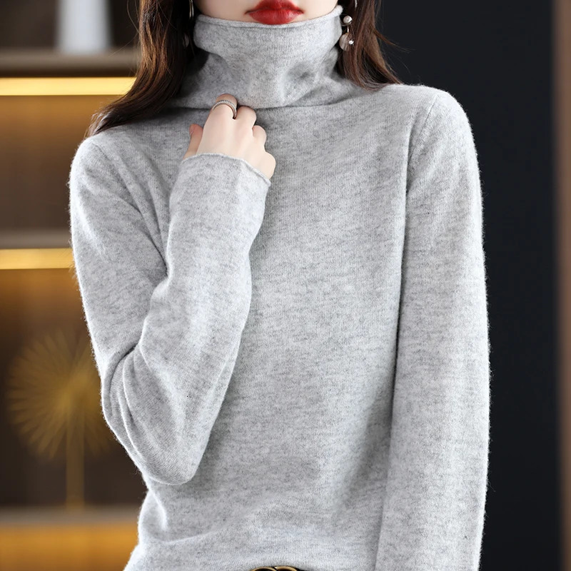 Tailor Sheep 100 Pure Merino Wool Cashmere Sweater Womens Turtleneck Pullover Casual Knit Top Autumn Winter Jacket Long Sleeve 241021