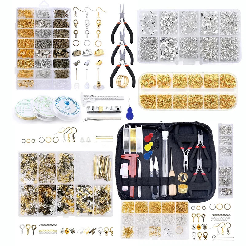 Alloy Accessories Jewelry Findings Set Copper Wire Open Jump Rings Making ToolsEarring Hook Supplies Kit 241023