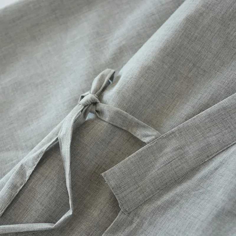 New 2024 Mens Casual Cotton Thread Sleepwear Solid Soft Spwear Mens Bathrobe Japanese Kimono Cotton Sleepwear Mens Sleepwear W241023